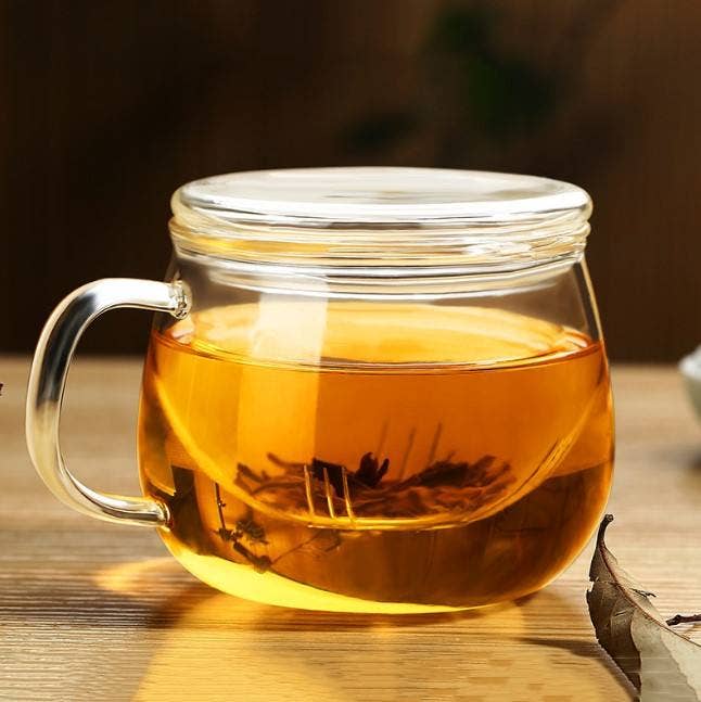 Clear Glass Tea Pot with Infuser and Lid, Borosilicate Large