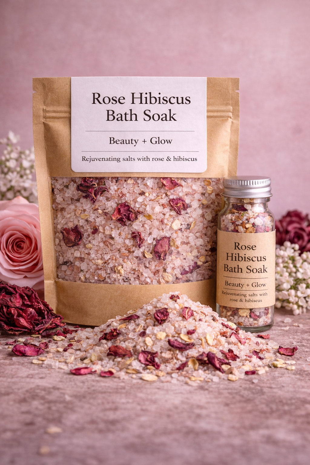 Rose Hibiscus Bath Soak | Hydrate + Glow